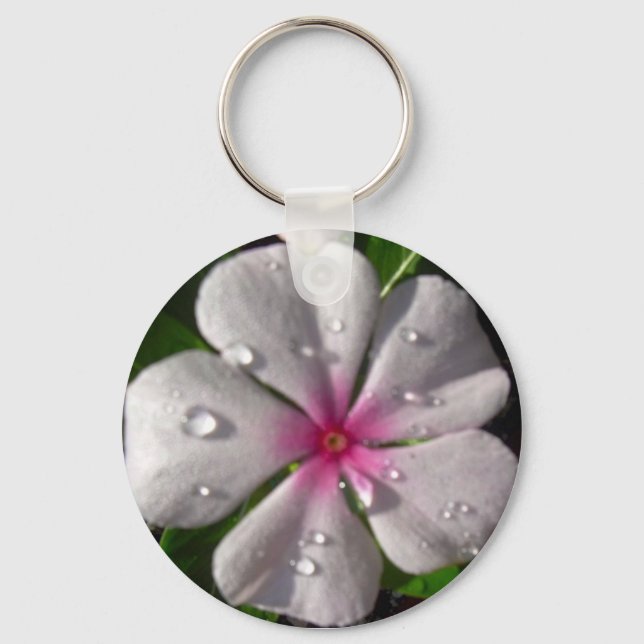 Rosa Vinca Flower KeyChain Nyckelring (Framsida)