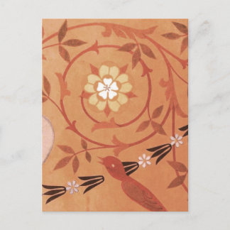 Rosa Vine och Vas Textil Vykort