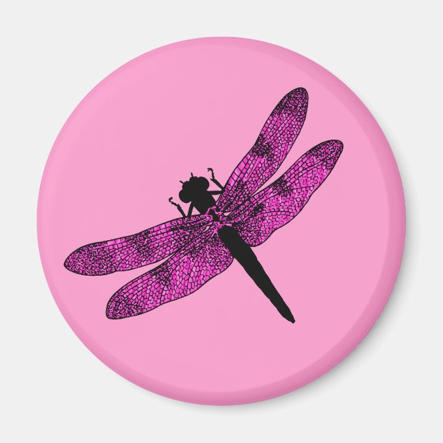 Rosa Vingad Trollslända Magnet (Framsidan)