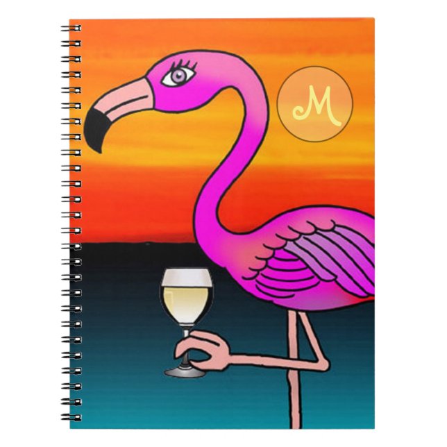 Rosa vinkonsumtion Flamingo Monogram Anteckningsbok Med Spiral (Framsidan)