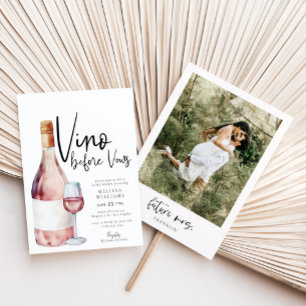  Rosa Vino före Vows Photo Möhippa Inbjudningar