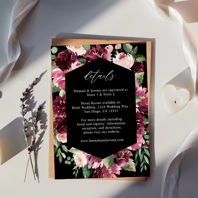 Rosa & vinröd blommig 7 Detaljer - Svart Tilläggskort (Skapare uppladdad)
