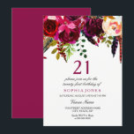 Rosa & vinröd boho blomster 21-års födelsedagsfest inbjudningar<br><div class="desc">Rosa & vinröd boho blomster 21-års födelsedagsfest

Boho chic vinröd rosa röd vit akvarell blomster
Vacker handmålad akvarellillustration</div>