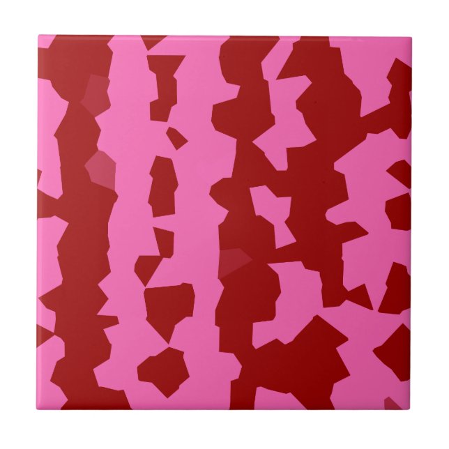 Rosa vinröd oregelbunden abstrakt design kakelplatta (Framsidan)