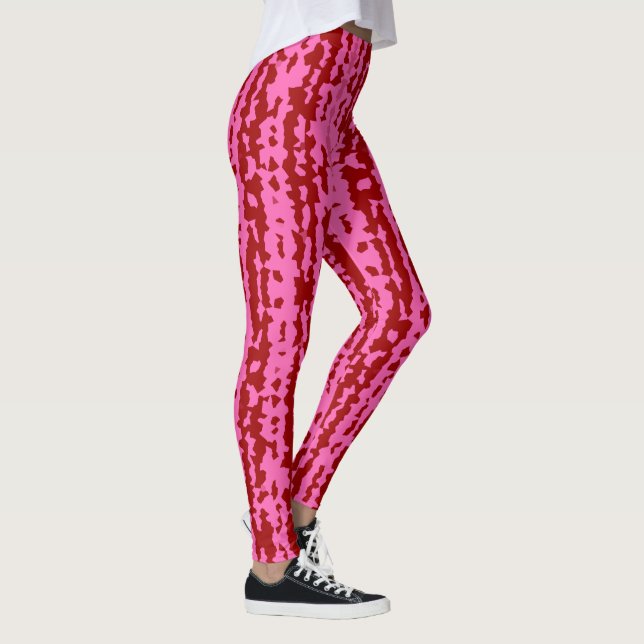 Rosa vinröd oregelbunden abstrakt design leggings (Höger)