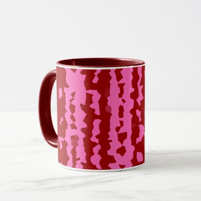 Rosa vinröd oregelbunden abstrakt design mugg (Framsida vänster)