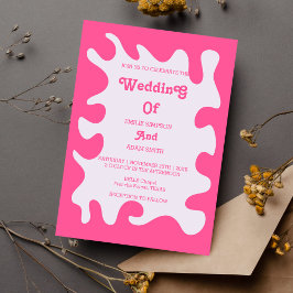 rosa-vintage 70:e bröllop inbjudningar