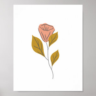 Rosa Vintage Abstrakt Wildblomma Blommigt & Löv Poster