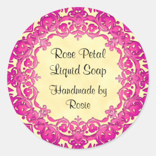 Rosa Vintage Art Anpassningsbar Crafters Stickers Runt Klistermärke