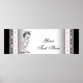 Rosa Vintage Babyflicka Prinsessa Poster