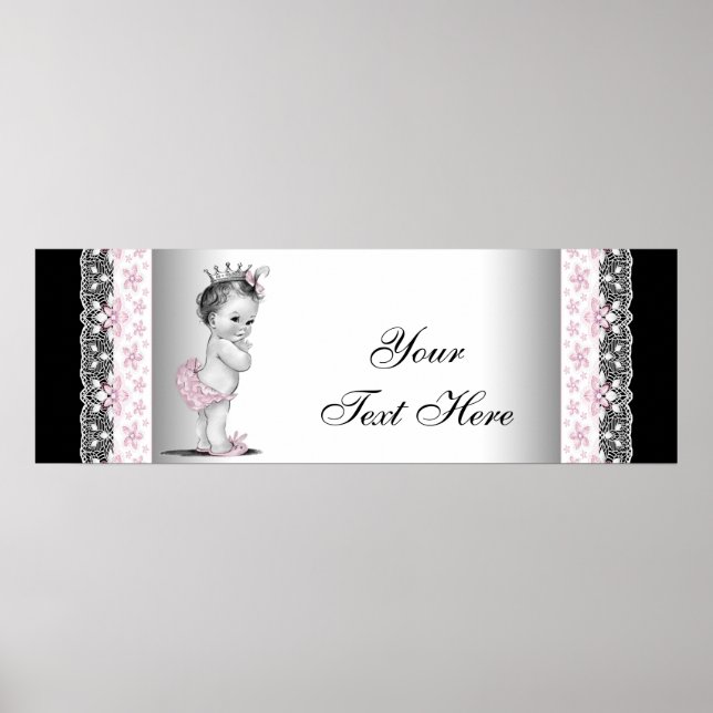 Rosa Vintage Babyflicka Prinsessa Poster (Framsidan)