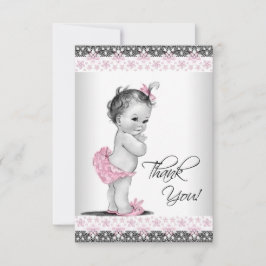 Rosa Vintage Babyflicka Tack Kort