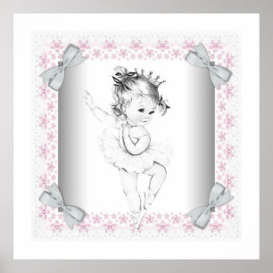 Rosa Vintage Ballerina Flicka Poster