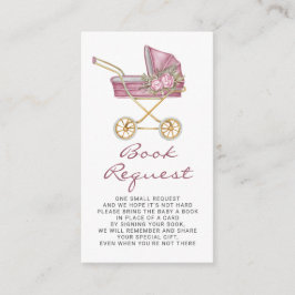 Rosa Vintage Barnvagn Baby Shower Bok Request Tilläggskort