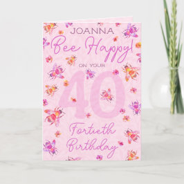 Rosa Vintage Be 40:e födelsedagskortet Tack Kort
