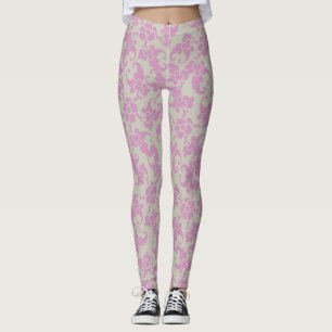 Rosa Vintage Blommigt Leggings