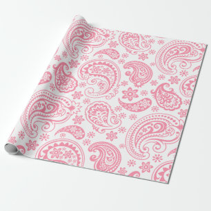 Rosa Vintage Blommigt paisley over White Backgroun Presentpapper
