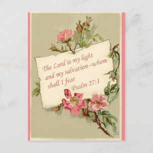 Rosa Vintage Blommor Bibelvers Postkort Vykort