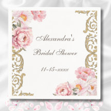 Rosa vintage blomsterbröllopsdusch med peonmönster