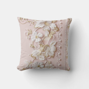 Rosa vintage blomsterkastkudde kudde