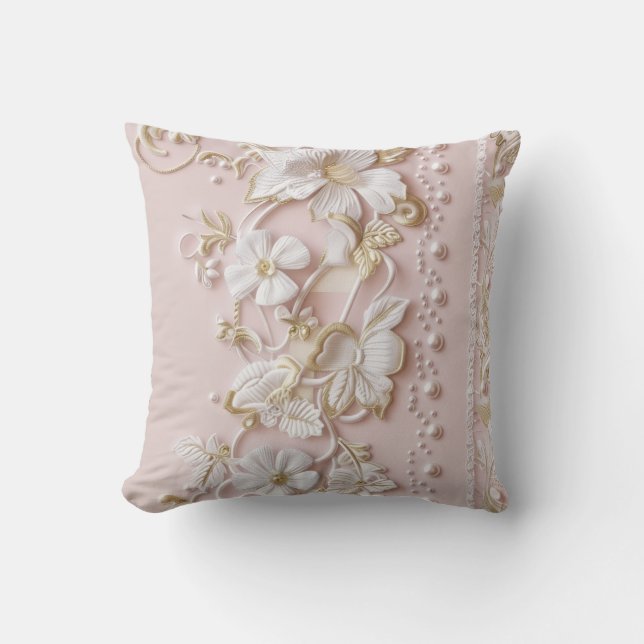 Rosa vintage blomsterkastkudde kudde (Framsida)