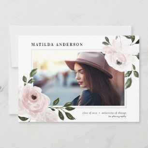 Rosa vintage boho blommigt foto studenten meddelande