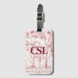 Rosa Vintage Botaniskt Art Monogram Bagagebricka