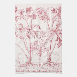 Rosa Vintage Botaniskt konst Kökshandduk