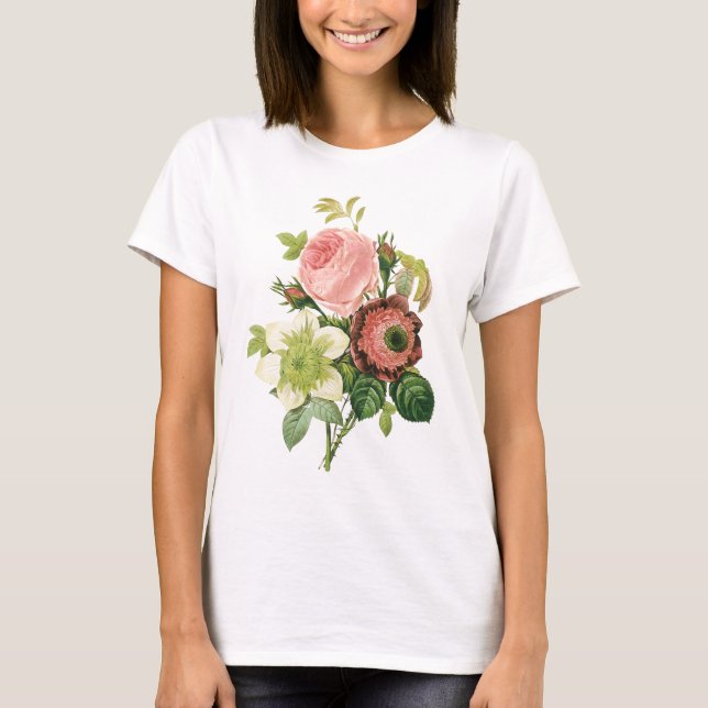 Rosa Vintage Bouquet T Shirt (Framsida)