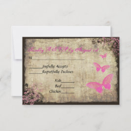 Rosa Vintage Butterfly Bröllop OSA Card
