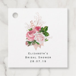 Rosa Vintage Chic Blommig och Damaskus Gåvor Etiketter