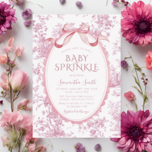 Rosa Vintage Chinoiserie Flickbabyfirande Inbjudningar