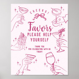Rosa Vintage Cocktail Party favors-tecken Poster
