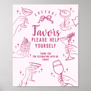 Rosa Vintage Cocktail Party favors-tecken Poster