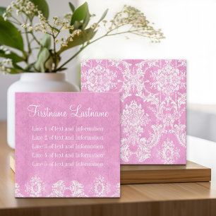Rosa Vintage Damask Mönster 5 linjer kontakt Fyrkantigt Visitkort