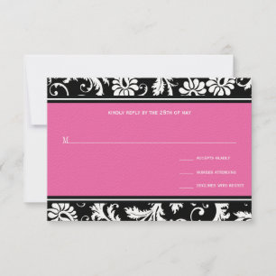 Rosa Vintage Damask Wedlings OSA Inbjudningar