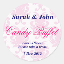 Rosa Vintage-damm Candy Buffet Sticker Runt Klistermärke