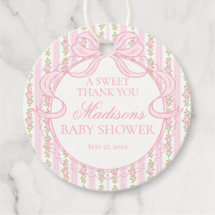 Rosa Vintage Elegant Blommig Bebis-babyshower Cirk Gåvor Etiketter