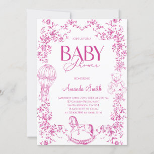 Rosa Vintage Elegant Blommig Bebis Shower Inbjudningar