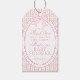 Rosa Vintage Eleganta Blommiga Baby Shower-present Presentetikett