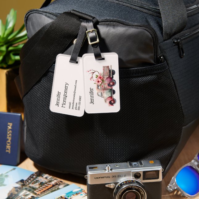 Rosa Vintage Farmers Lastbil Bagagebricka (Fram & Baksida)