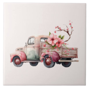 Rosa Vintage Farmers Lastbil Kakelplatta