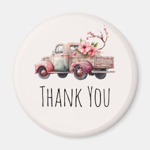Rosa Vintage Farmers Lastbil Magnet