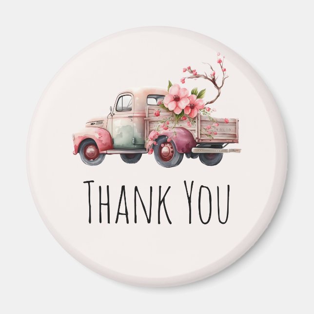 Rosa Vintage Farmers Lastbil Magnet (Framsidan)