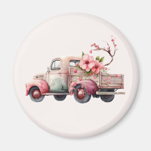 Rosa Vintage Farmers Lastbil Magnet