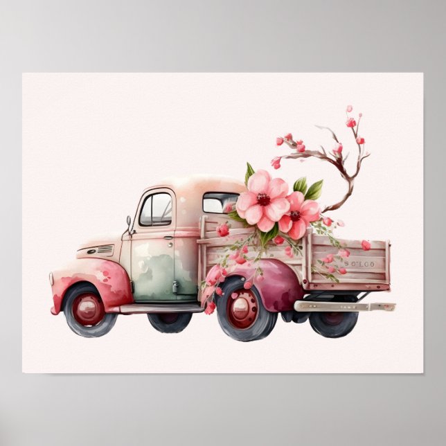 Rosa Vintage Farmers Lastbil Poster (Framsidan)