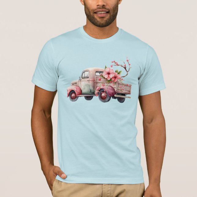 Rosa Vintage Farmers Lastbil T Shirt (Framsida)