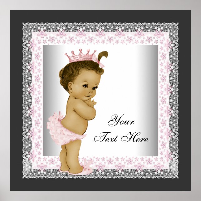 Rosa Vintage Flicka Princess Poster (Framsidan)
