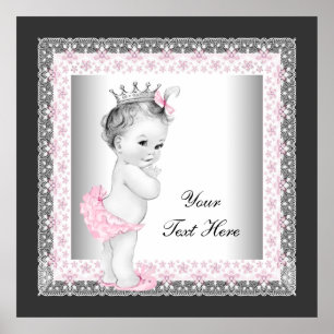 Rosa Vintage Flicka Princess Poster