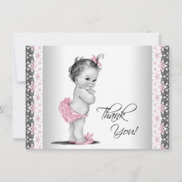 Rosa Vintage Flicka Tack Kort